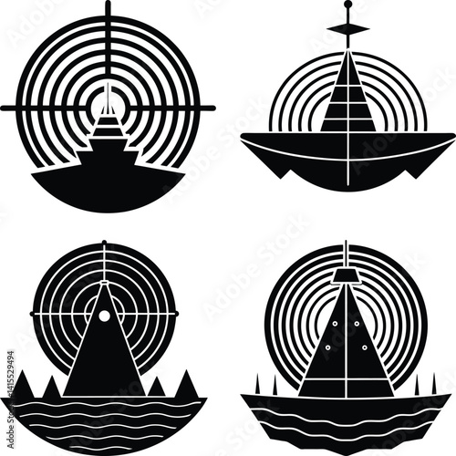Sonar System silhouette vector