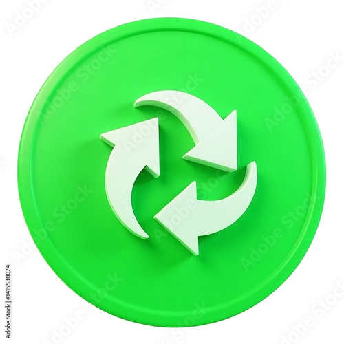 Free Download Green circular refresh icon 3D render on white background - GFXLoad