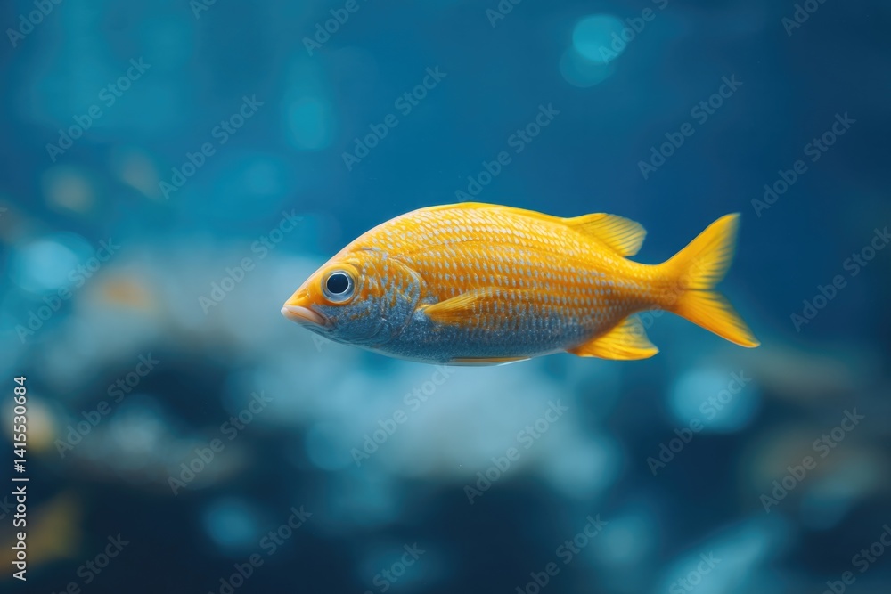 Naklejka premium sharply focused fish vibrant scales glistening swims gracefully in clear waters