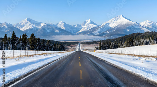 Wallpaper Mural Snowy Mountain Highway in Winter Landscape Torontodigital.ca