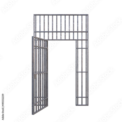 Old Jail Door, 3d illustration isolated on white background