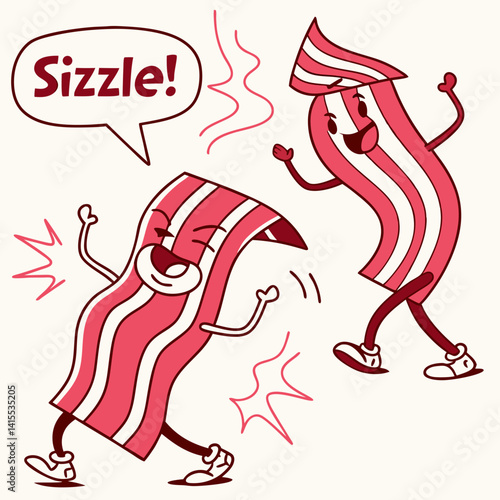 Bacon Strips Dancing with Comic Sound FX