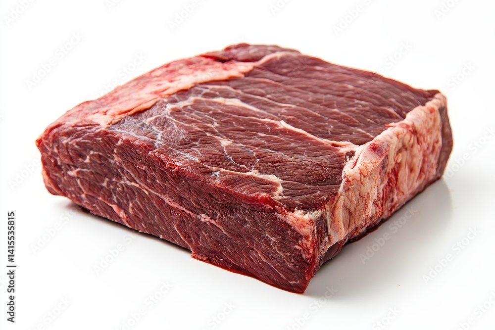 Fototapeta premium Fresh Beef Brisket Isolated on Crisp White Background for Butcher's Showcase