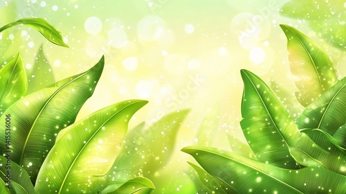 Lush green leaves, soft light, bokeh effect