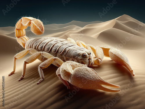 Obraz na płótnie A detailed illustration of a Sahara scorpion in the desert w salonie
