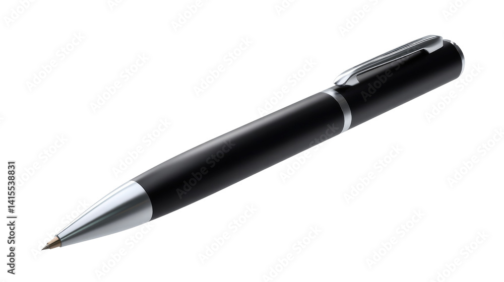 Sleek Pen in Focus: A sophisticated and elegant black pen, artfully presented, poised to bring forth words. Sleek Pen in Focus: A sophisticated and elegant black pen, artfully presented, poised to bring forth words.