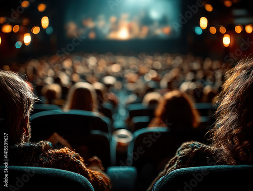 Obraz na płótnie A view of the cinema audience from behind their seats w salonie