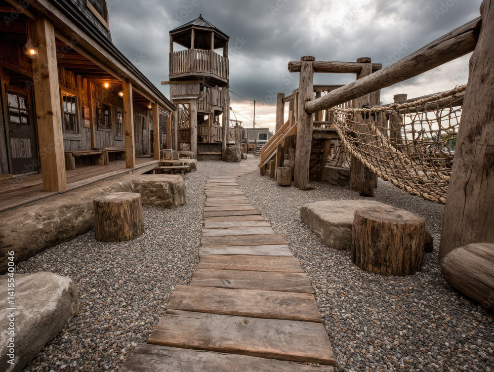 An adventure-themed park showcasing attractions for exploration