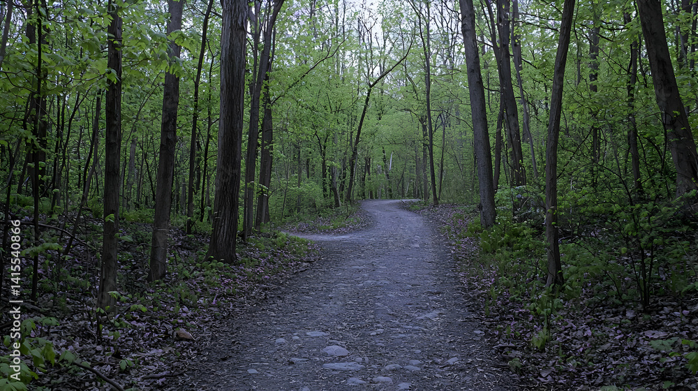 Forest Path With Lush Green Trees Forest Path With Lush Green Trees