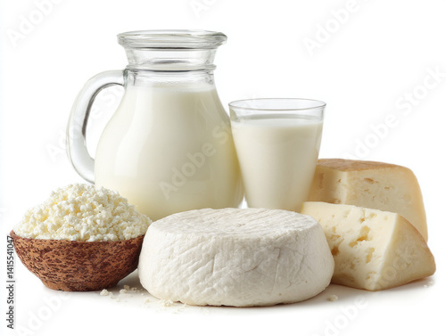 Obraz na płótnie An isolated view of milk and cheese arrangement w salonie