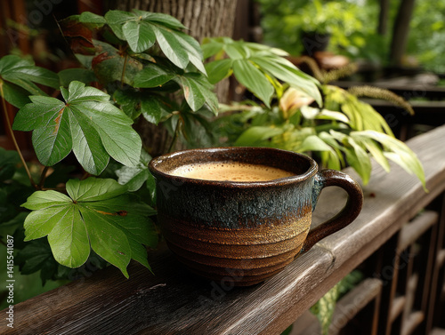 Obraz na płótnie An inviting cup of soup placed on a wooden table w salonie