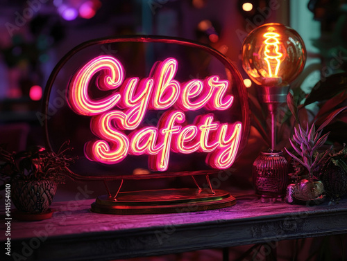 Obraz na płótnie Cyber Safety 3d text w salonie