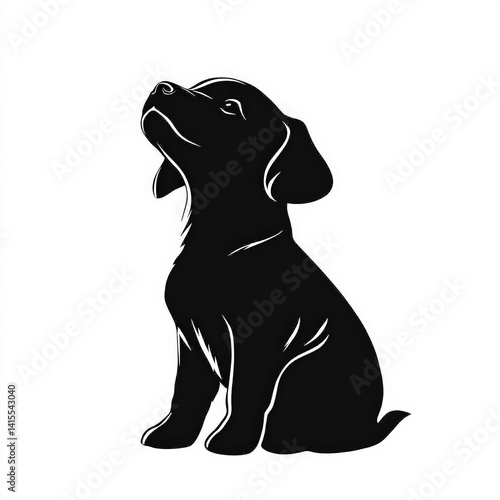 puppy silhouette , black an...
