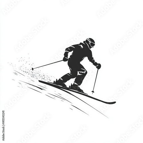 ski silhouette , black and ...