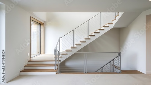 Modern Minimalist Interior Staircase Design With Natural Light..