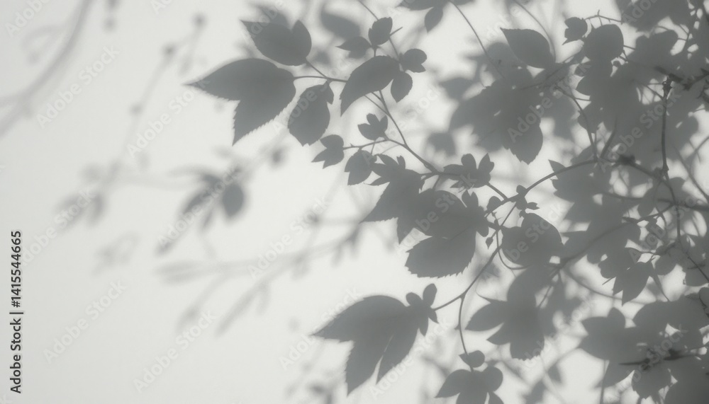 Fototapeta premium Captivating shadows of leaves dancing on a soft background nature photography minimalist aesthetic serene environment close-up viewpoint