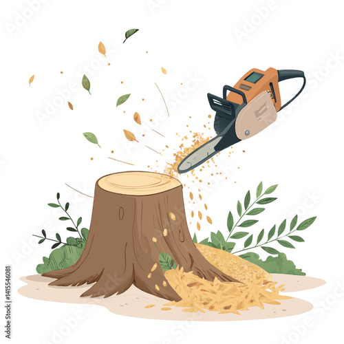 tree stump grinding vector