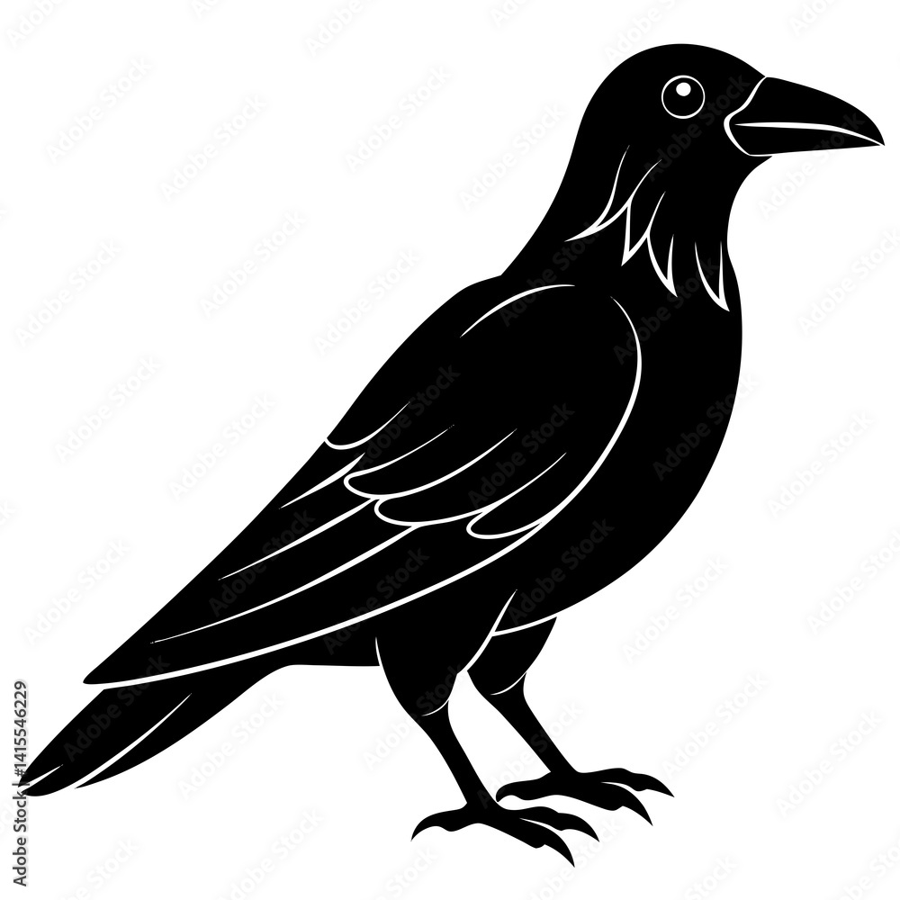 Fototapeta premium Animal Raven silhouette vector illustrator