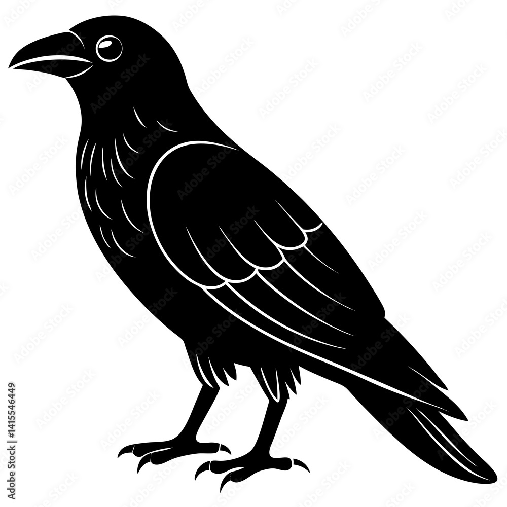 Fototapeta premium Animal Raven silhouette vector illustrator