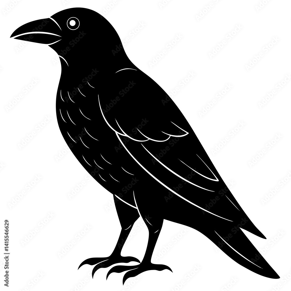 Fototapeta premium Animal Raven silhouette vector illustrator