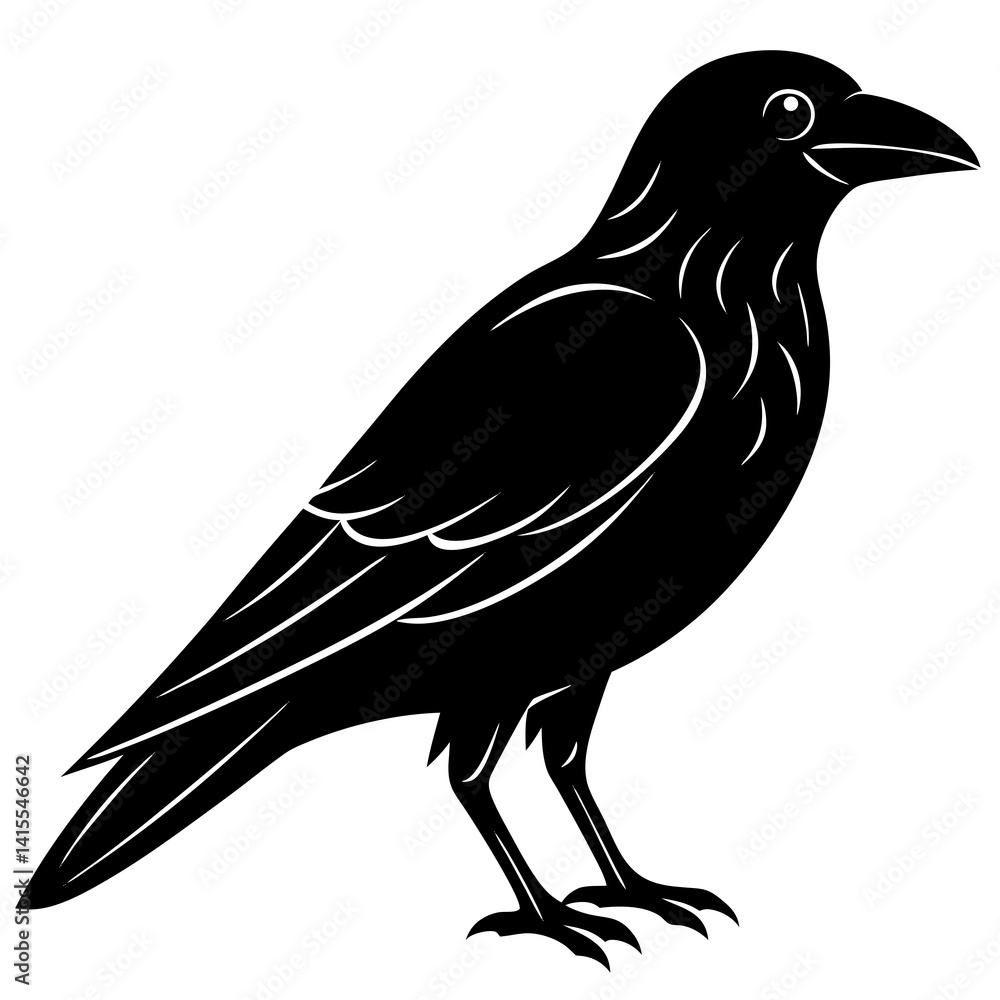 Fototapeta premium Animal Raven silhouette vector illustrator