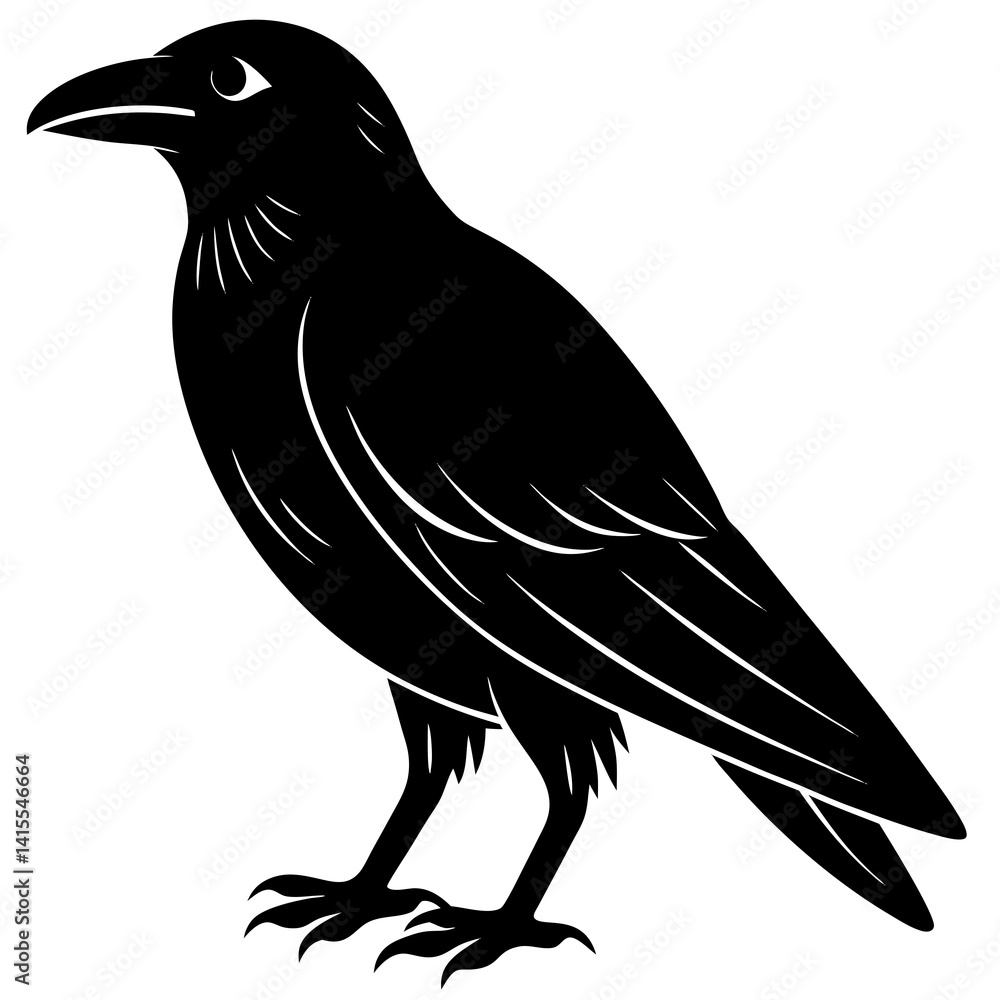 Fototapeta premium Animal Raven silhouette vector illustrator