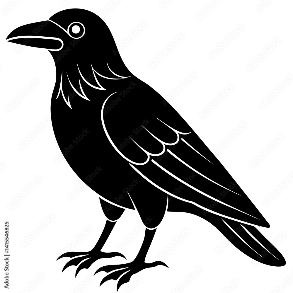 Fototapeta premium Animal Raven silhouette vector illustrator