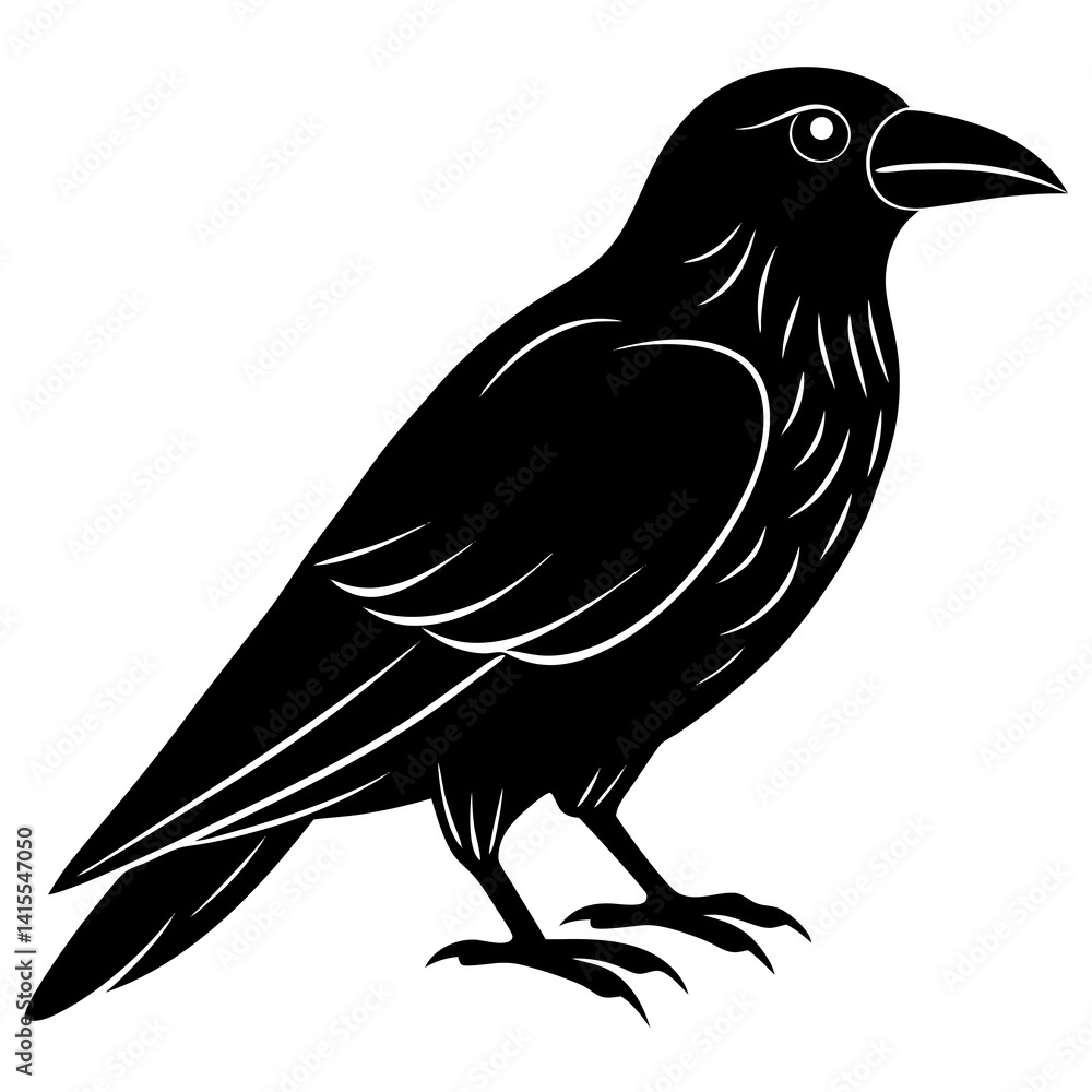 Fototapeta premium Animal Raven silhouette vector illustrator