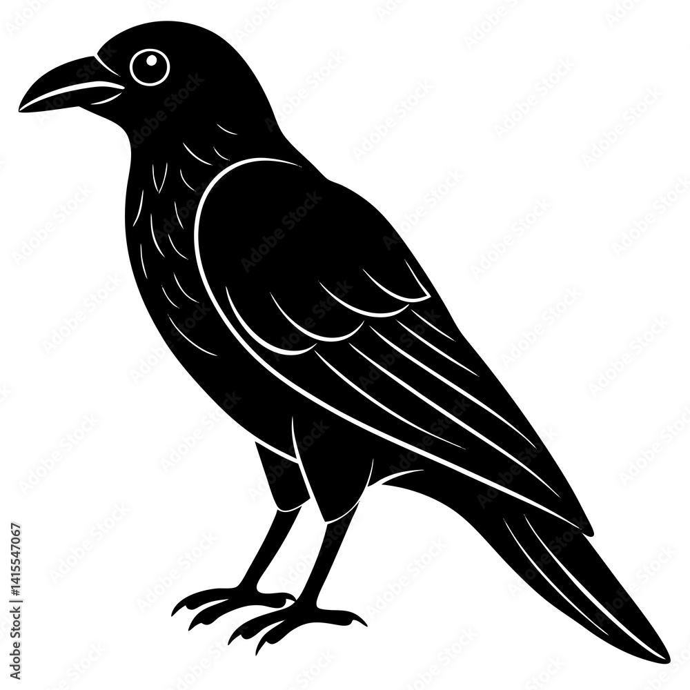 Fototapeta premium Animal Raven silhouette vector illustrator