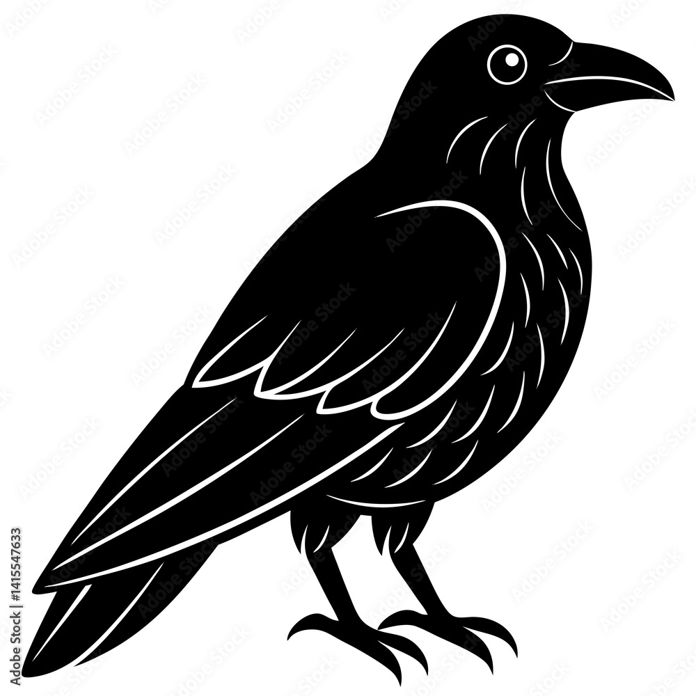 Fototapeta premium Animal Raven silhouette vector illustrator