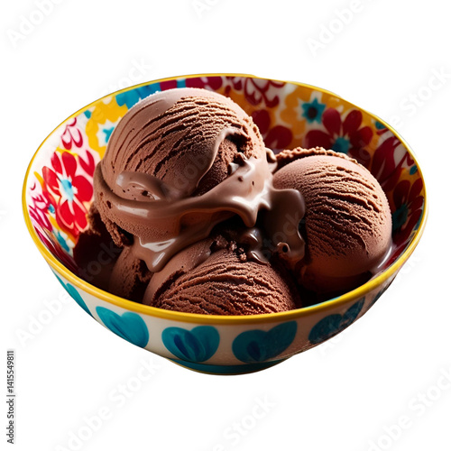 Chocolate ice cream in bowl
