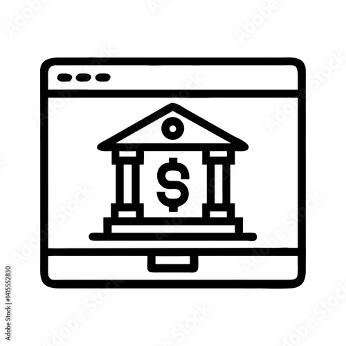Digital Bank Icon Representing Online Banking Services  