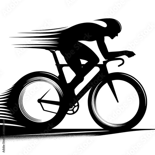 Cyclist in Motion Speeding on Bike with Dynamic Motion Lines  