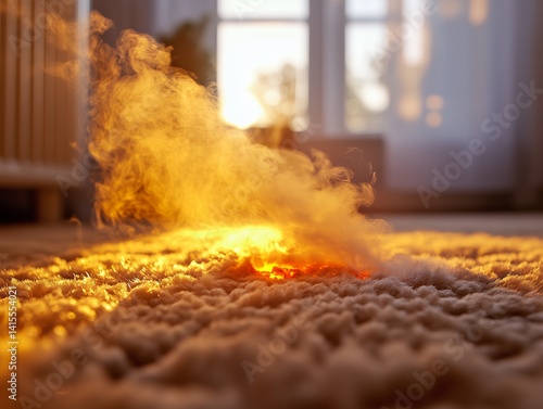 Heater Cord Ignites Carpet Causing Smoke and Fire