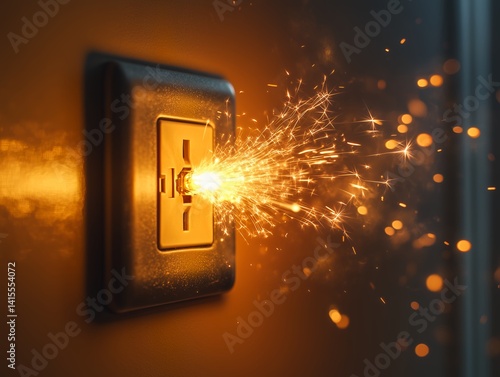 Wall-mounted Light Switch Sparks in Dimly Lit Environment
