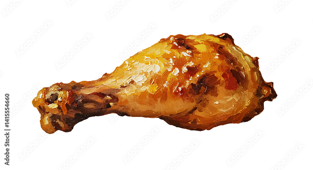 Delicious fried chicken drumstick illustration art isolated on transparent background Delicious fried chicken drumstick illustration art isolated on transparent background