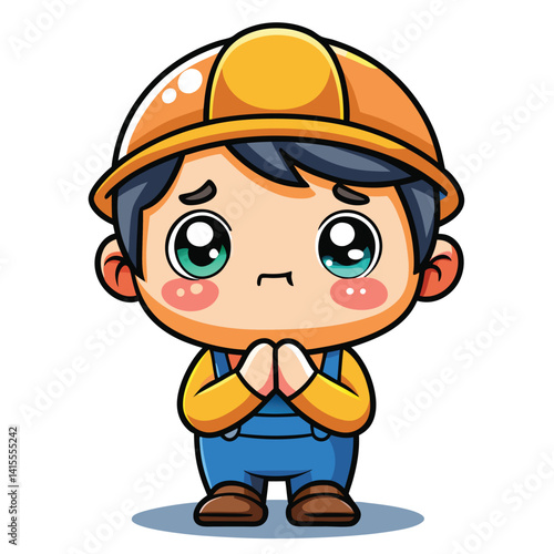 Cute construction worker bowing