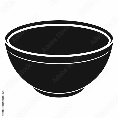 Empty Bowl Icon Silhouette for Kitchen and Food Serving