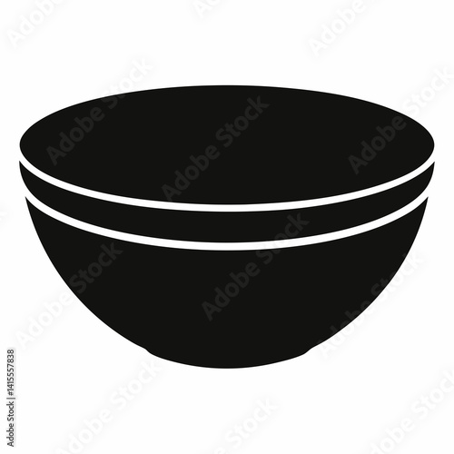 Empty Bowl Icon Silhouette for Kitchen and Food Serving