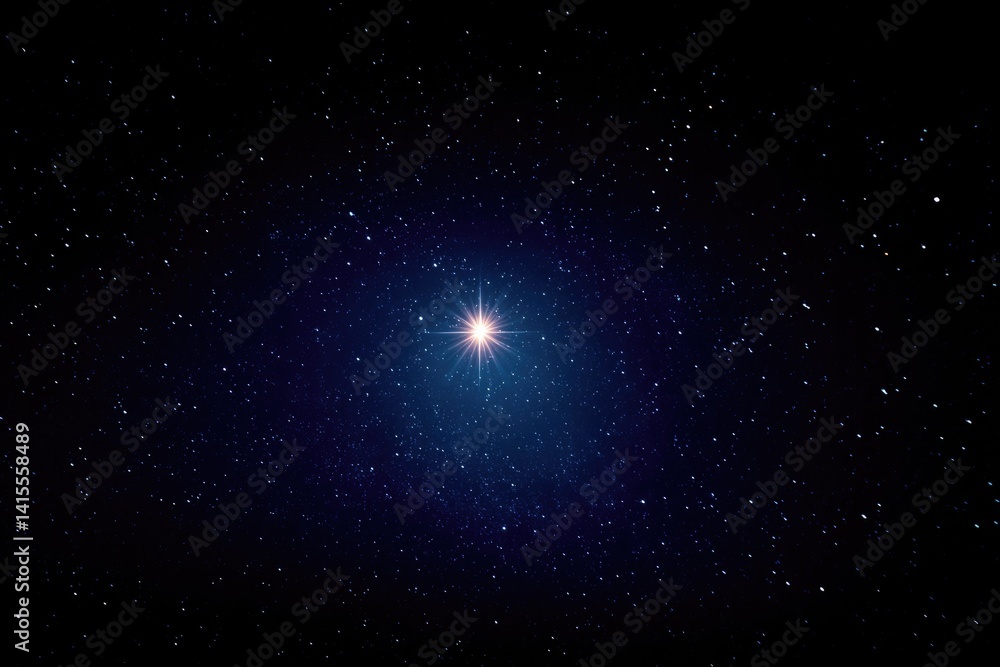 Obraz premium capture vastness of cosmos with minimalistic view of single distant star against void-like black sky
