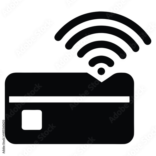 black card silhouette icon with nfc tap feature