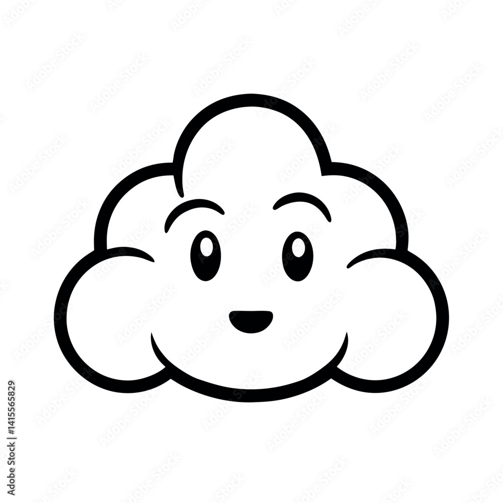 Cute cartoon cloud with a happy expression Cute cartoon cloud with a happy expression