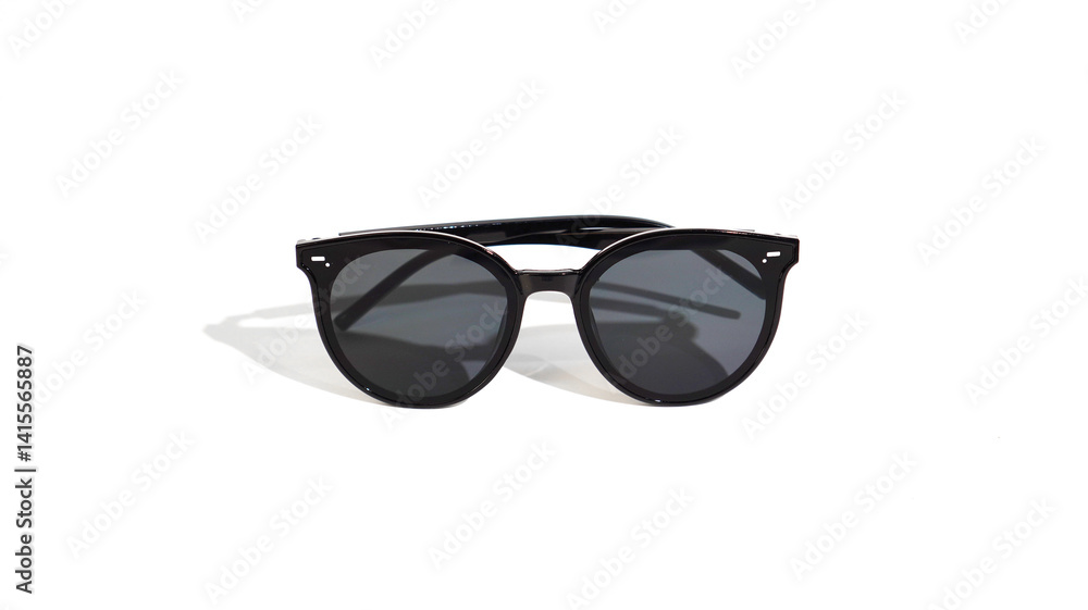 Classic black frame sunglasses on a clean white backdrop for product presentation Classic black frame sunglasses on a clean white backdrop for product presentation