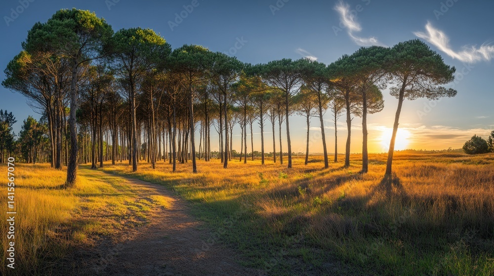 Fototapeta premium Golden Hour Forest Path