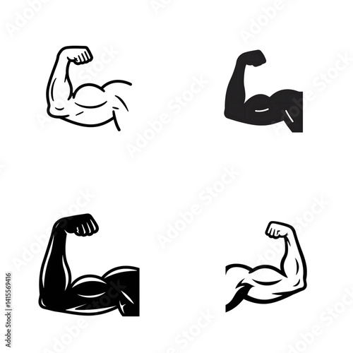 Bodybuilder muscle flex arm vector illustration. Strong macho biceps gym flexing hand vector icon isolated on white background. Generated by ai