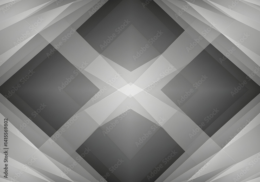 Fototapeta premium Abstract Geometric Monochrome Pattern Design - Transparent Overlays, Shape, Texture, Light and Shadow.