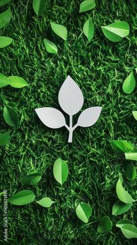 A graphic representation of a plant with green grass and leaves