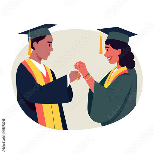 A flat style illustration showing friendship bond