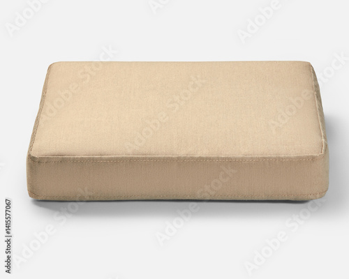 Obraz na płótnie Beige square comfortable cushion resting on white background w salonie