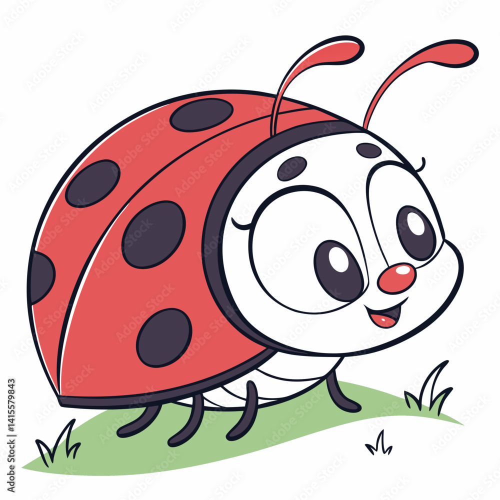 Fototapeta premium Kawaii Style Ladybug Cartoon Vector
